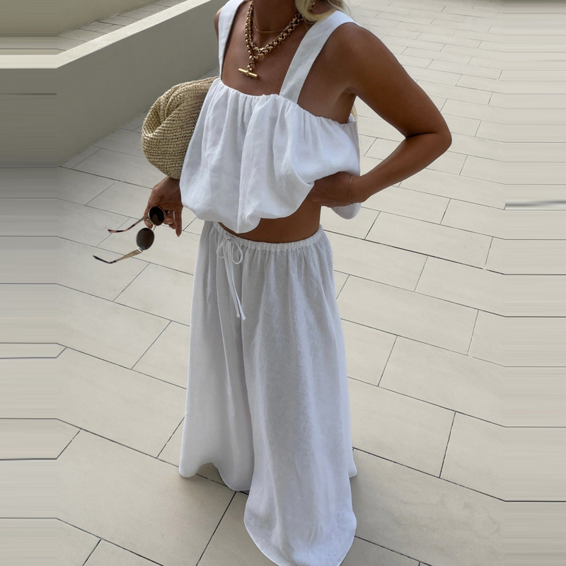 Summer Linen Clothing For Women - Conjunto de 2 Piezas para Mujer,