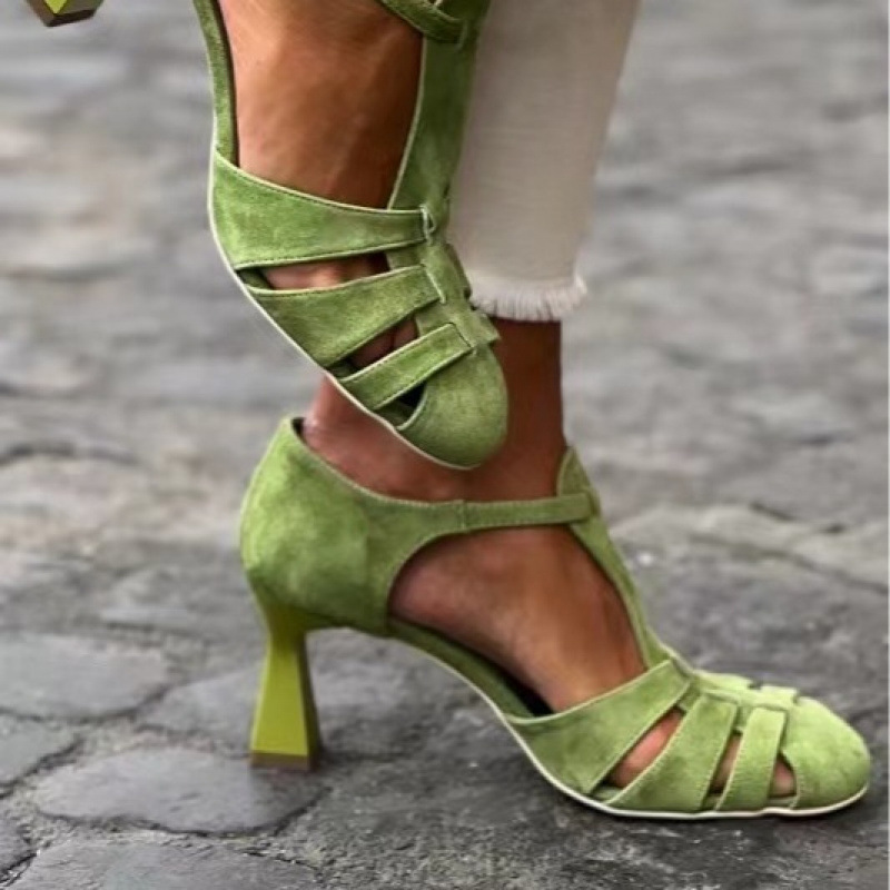 Summer Clothing Offers - Sandalias de tacón bajo de gamuza