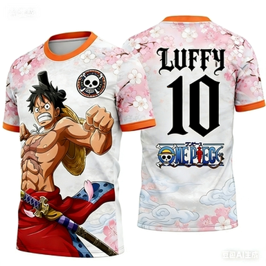 Summer Clothing Fabric - Camiseta Deportiva con Estampado de Anime