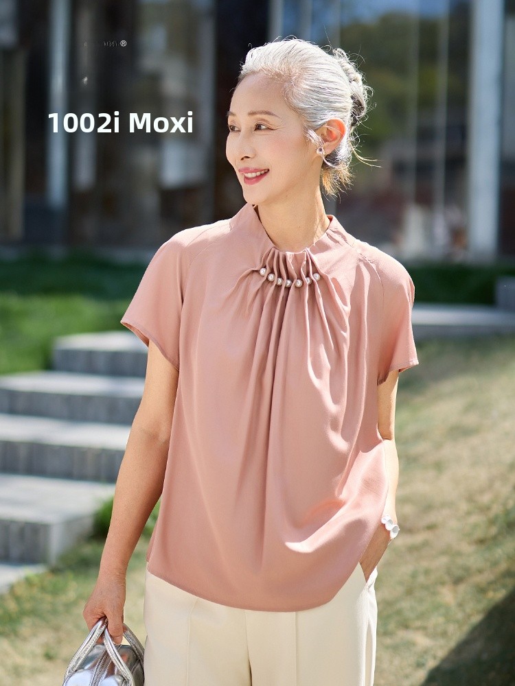 Summer Clothing For Women Over 50 - Muzhi Camiseta fina de manga corta