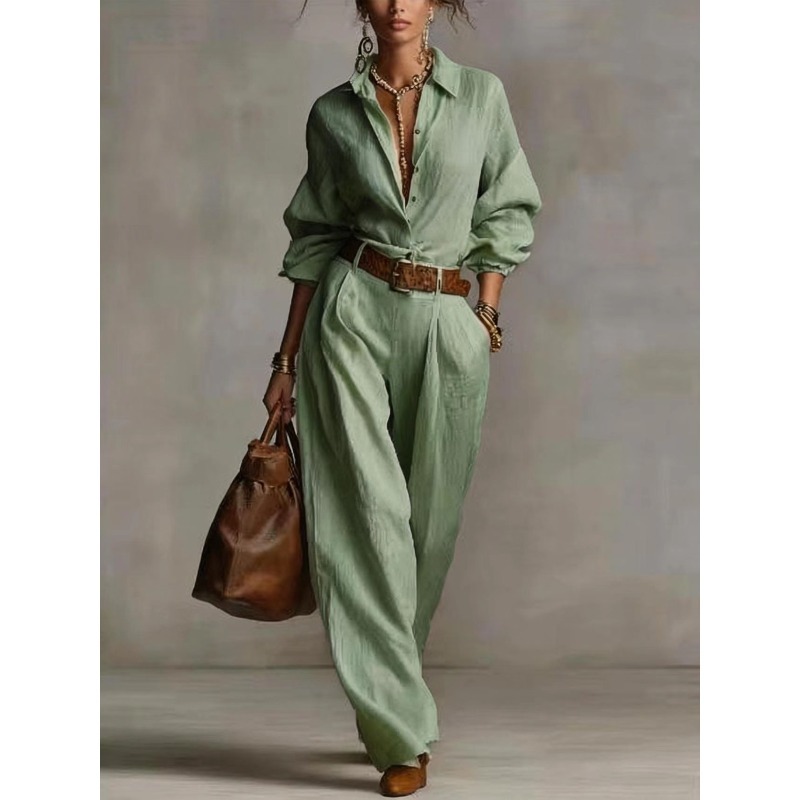 Conjunto de Pantalones Anchos  - Summer Linen Clothing For Women reseña y precio