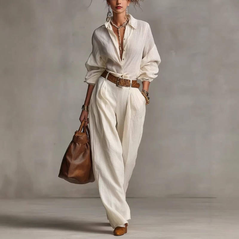 Conjunto de Pantalones Anchos  - Summer Linen Clothing For Women reseña y precio